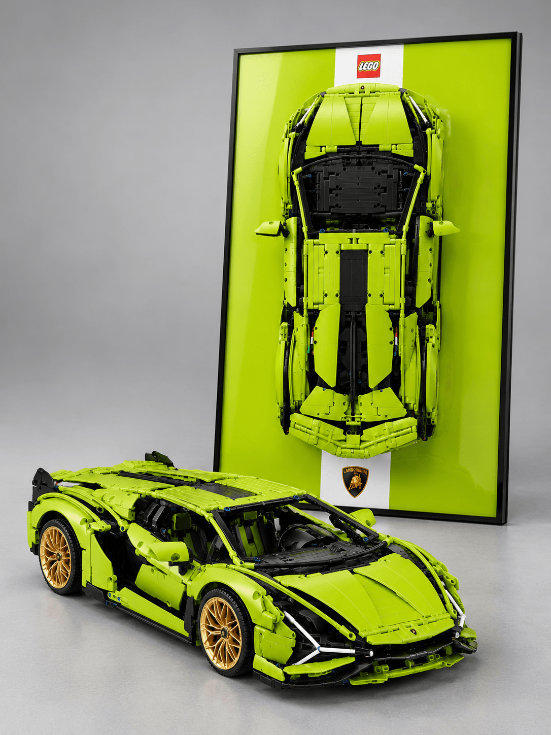 Конструктор Lamborghini Sián FKP 37, 3696 деталей + рамка 80×50 см, Лаймово-зелёный — главное фото
